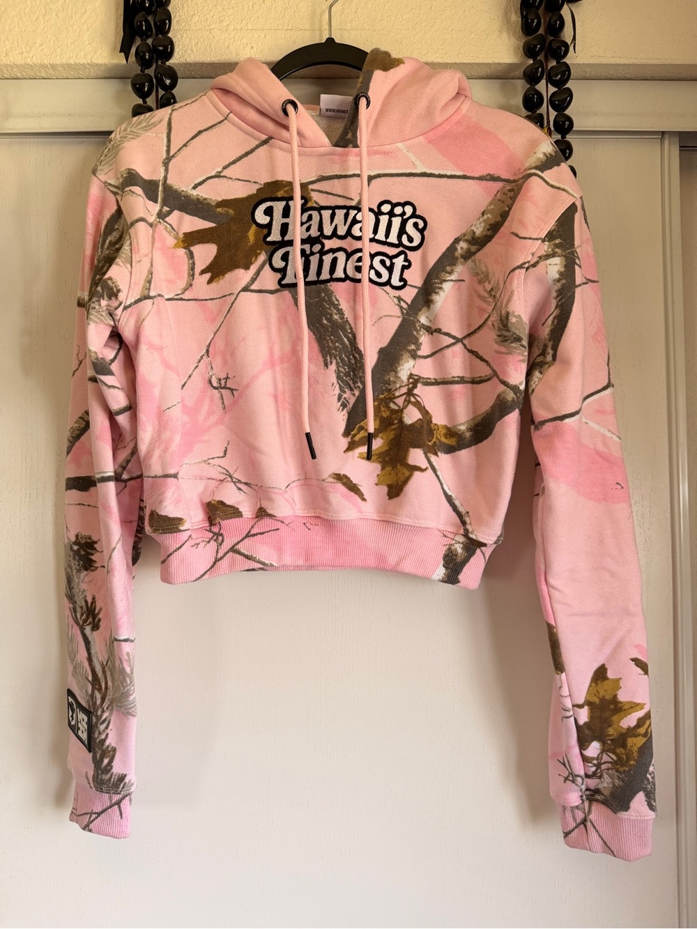 Hawaii's Finest Pink Camo Crop Hoodie